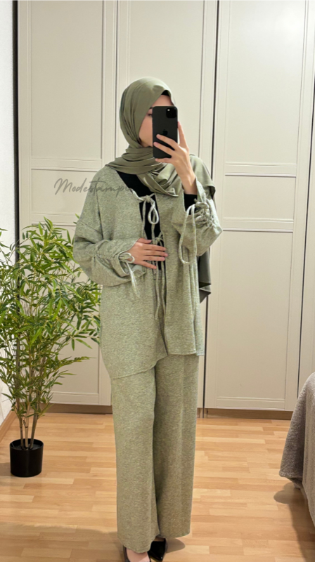 Ensemble Kimono Noué Vert
