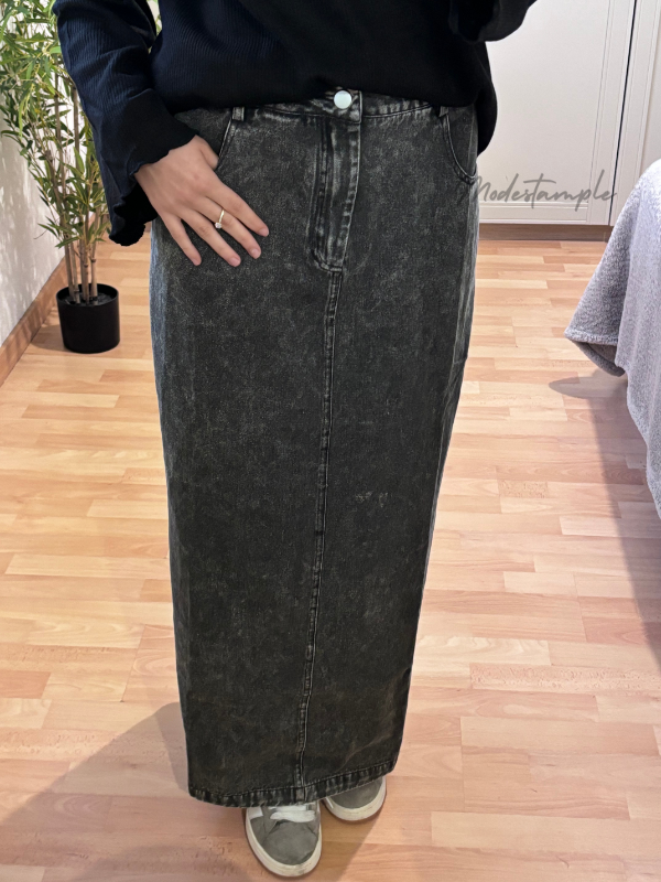 Jupe longue en jean noir