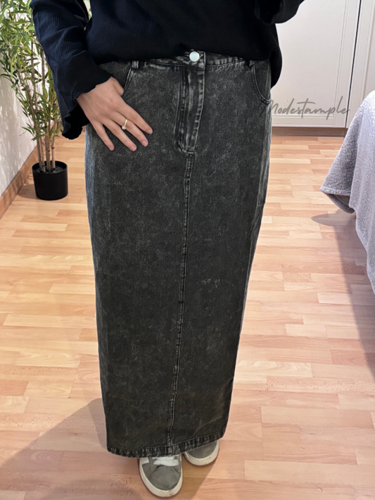 Jupe longue en jean noir