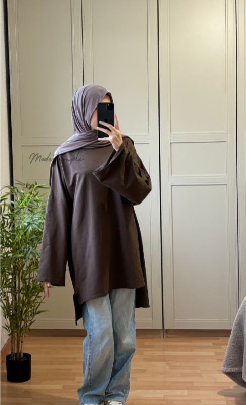 Long T-shirt Coton Marron